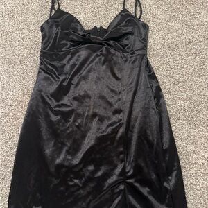 Elegant Black Satin Slip Dress